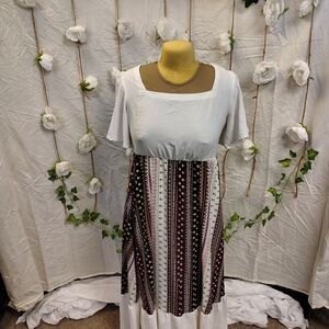 BloomChic White and Brown Maxi Dress